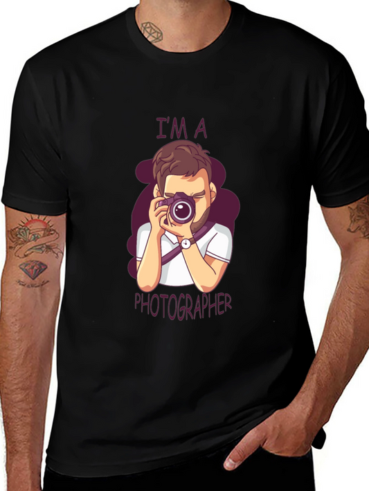 Photographer Cartoon Graphic Tee - Unisex Black T-Shirt
