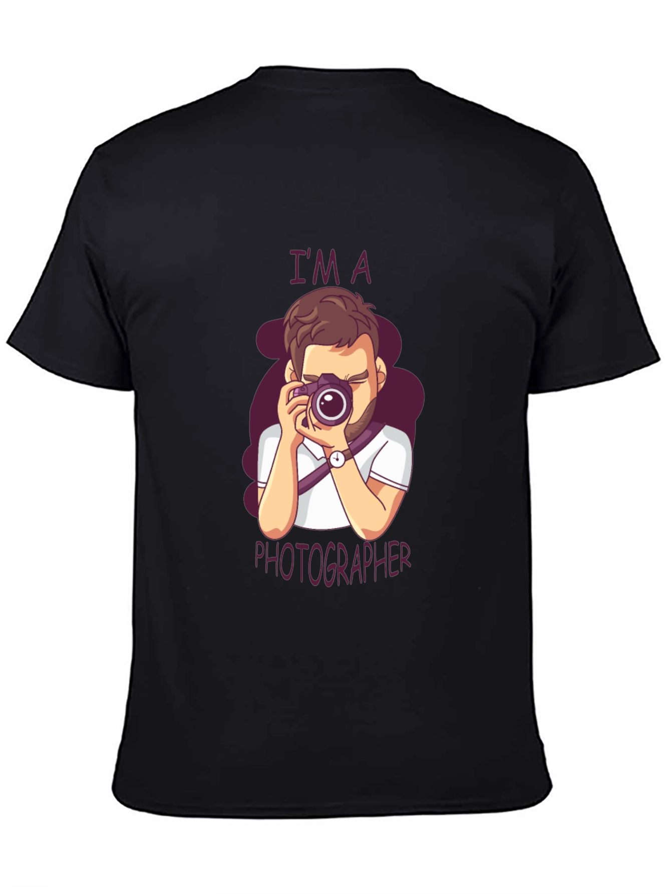 Photographer Cartoon Graphic Tee - Unisex Black T-Shirt