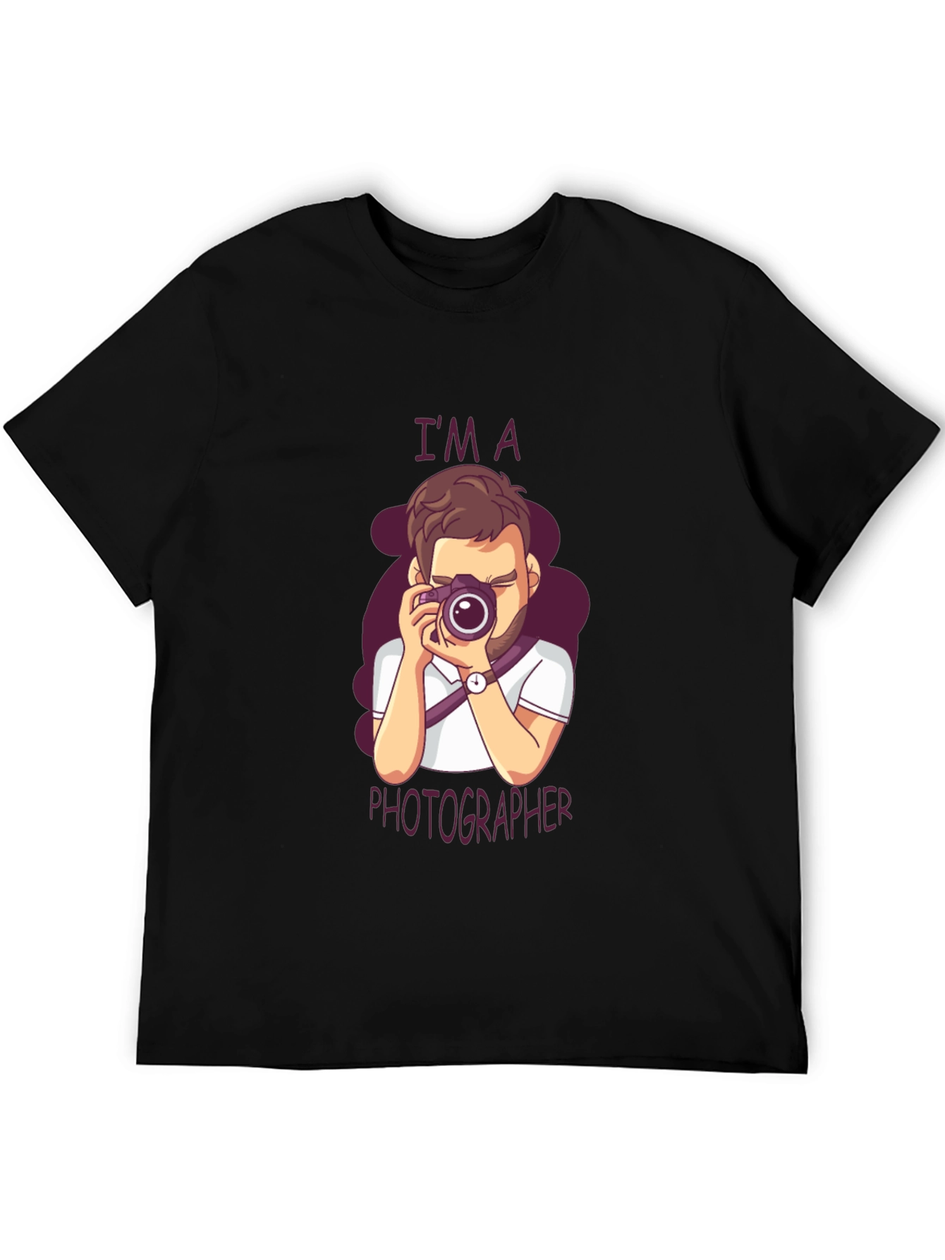 Photographer Cartoon Graphic Tee - Unisex Black T-Shirt
