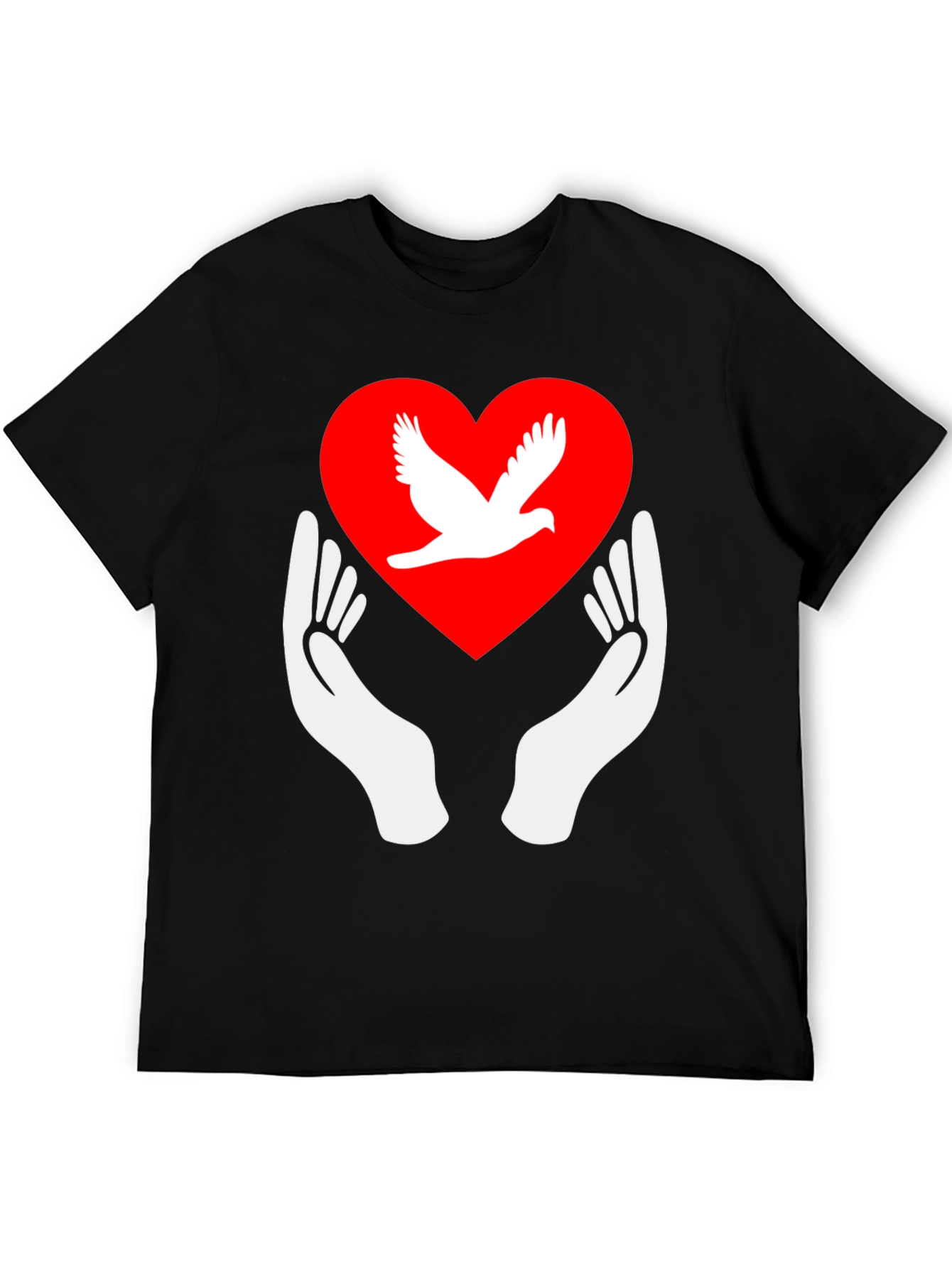 Dove Heart Graphic Tee - Peace Symbol Shirt