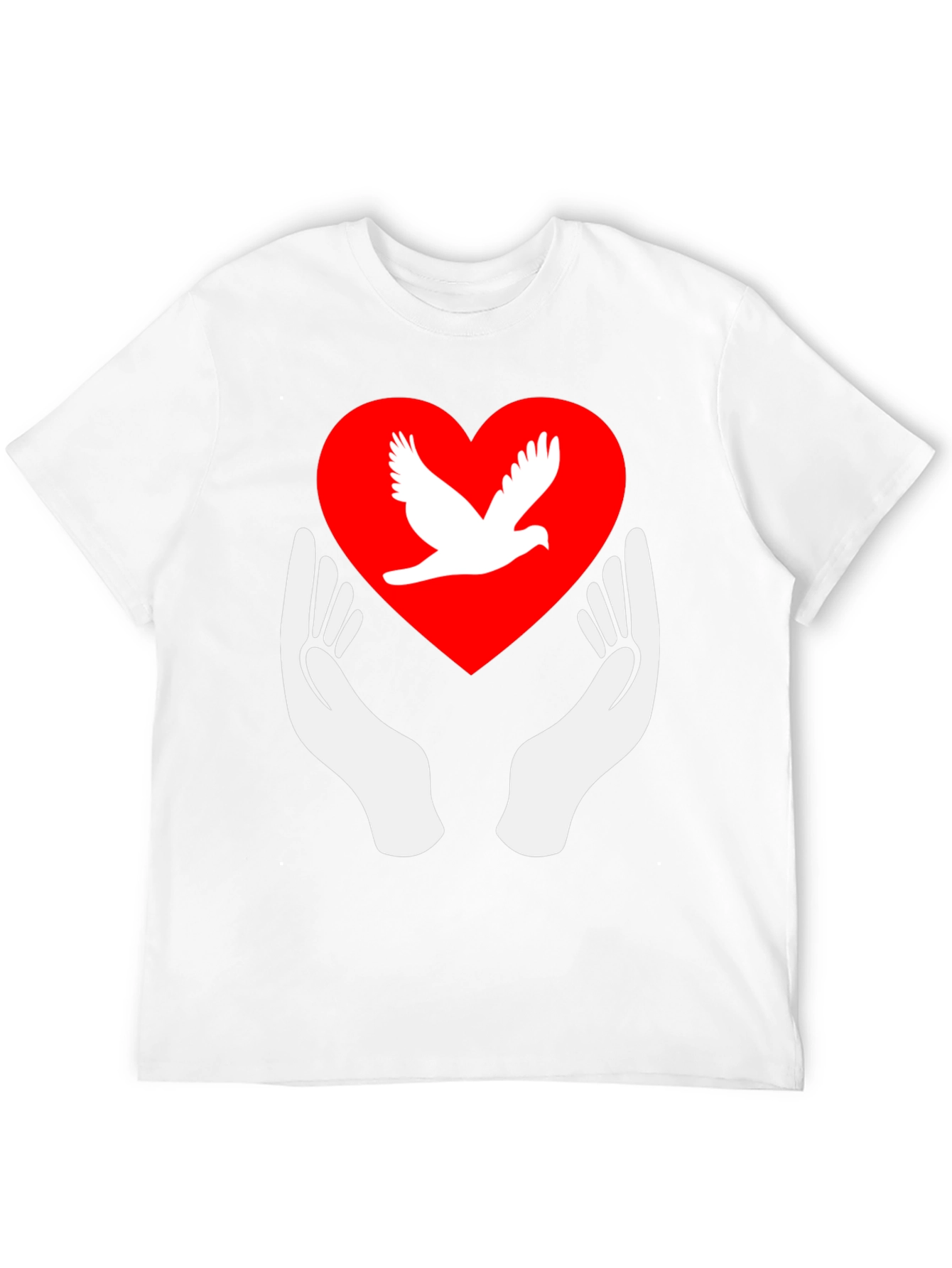 Dove Heart Graphic Tee - Peace Symbol Shirt