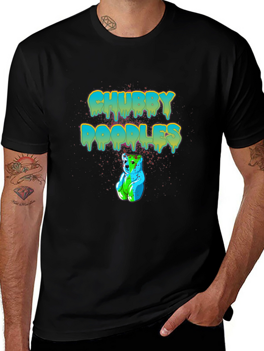 Chubby Doodles Black T-Shirt Bear Graphic