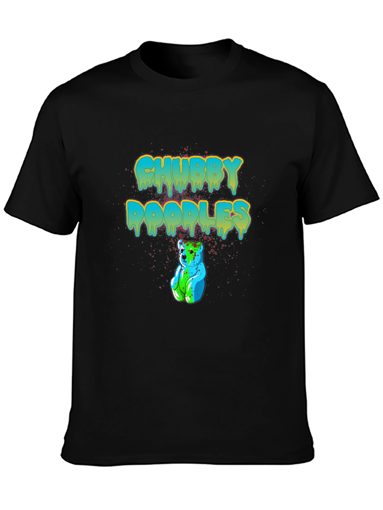 Chubby Doodles Black T-Shirt Bear Graphic