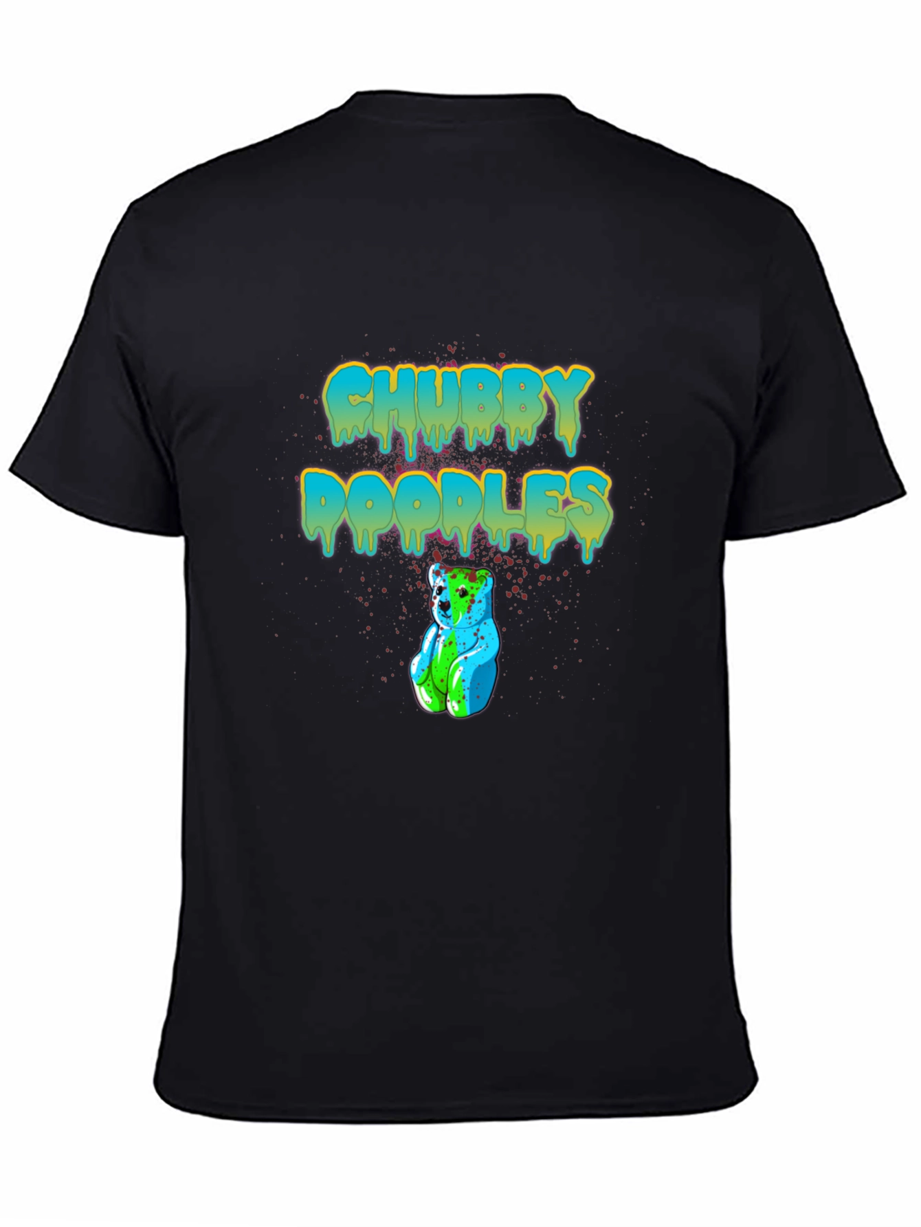 Chubby Doodles Black T-Shirt Bear Graphic