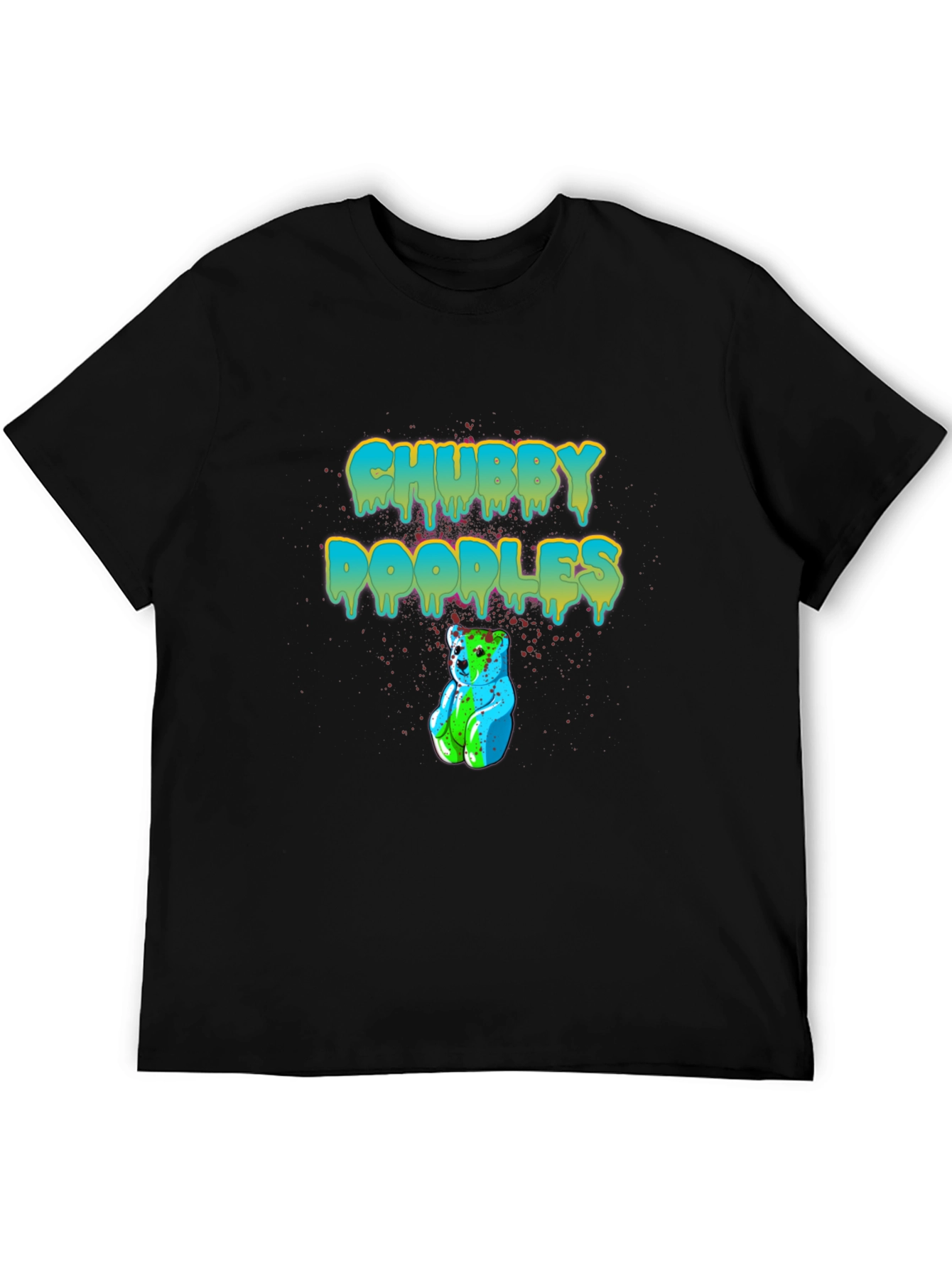 Chubby Doodles Black T-Shirt Bear Graphic