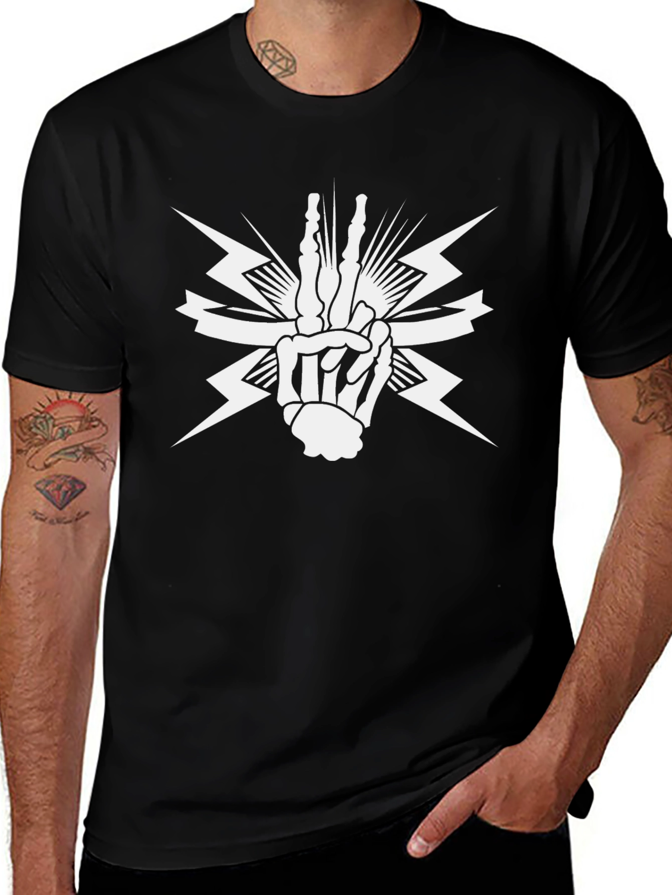 Skeleton Hand Graphic Tee - Black