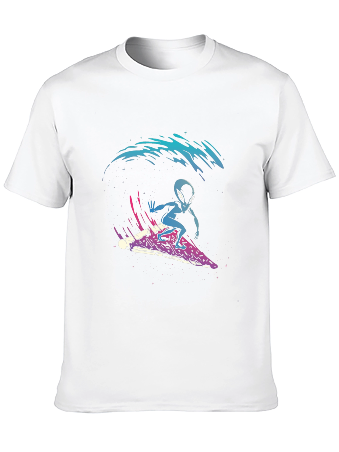 Alien Pizza Surfer Graphic Tee