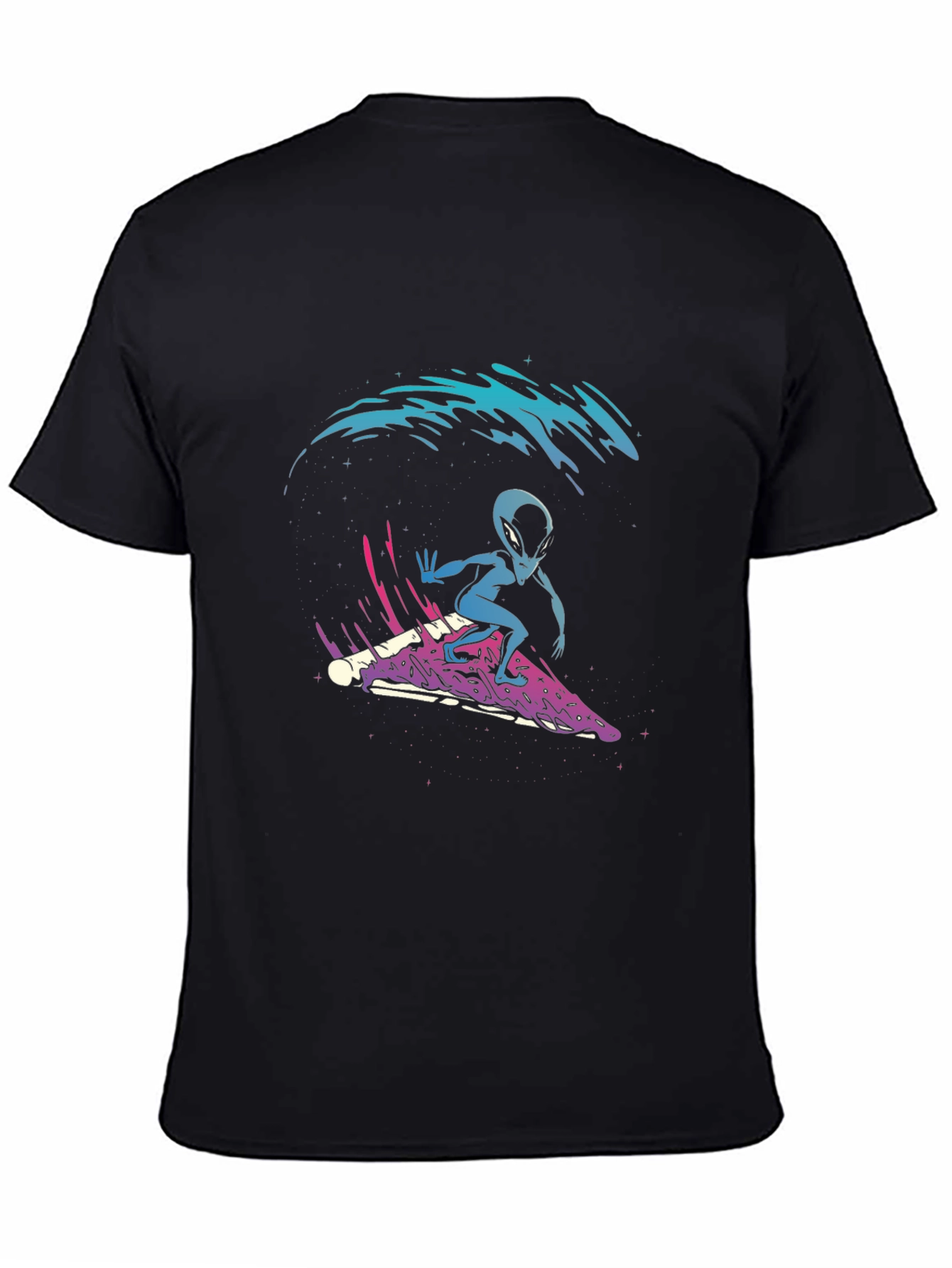 Alien Pizza Surfer Graphic Tee