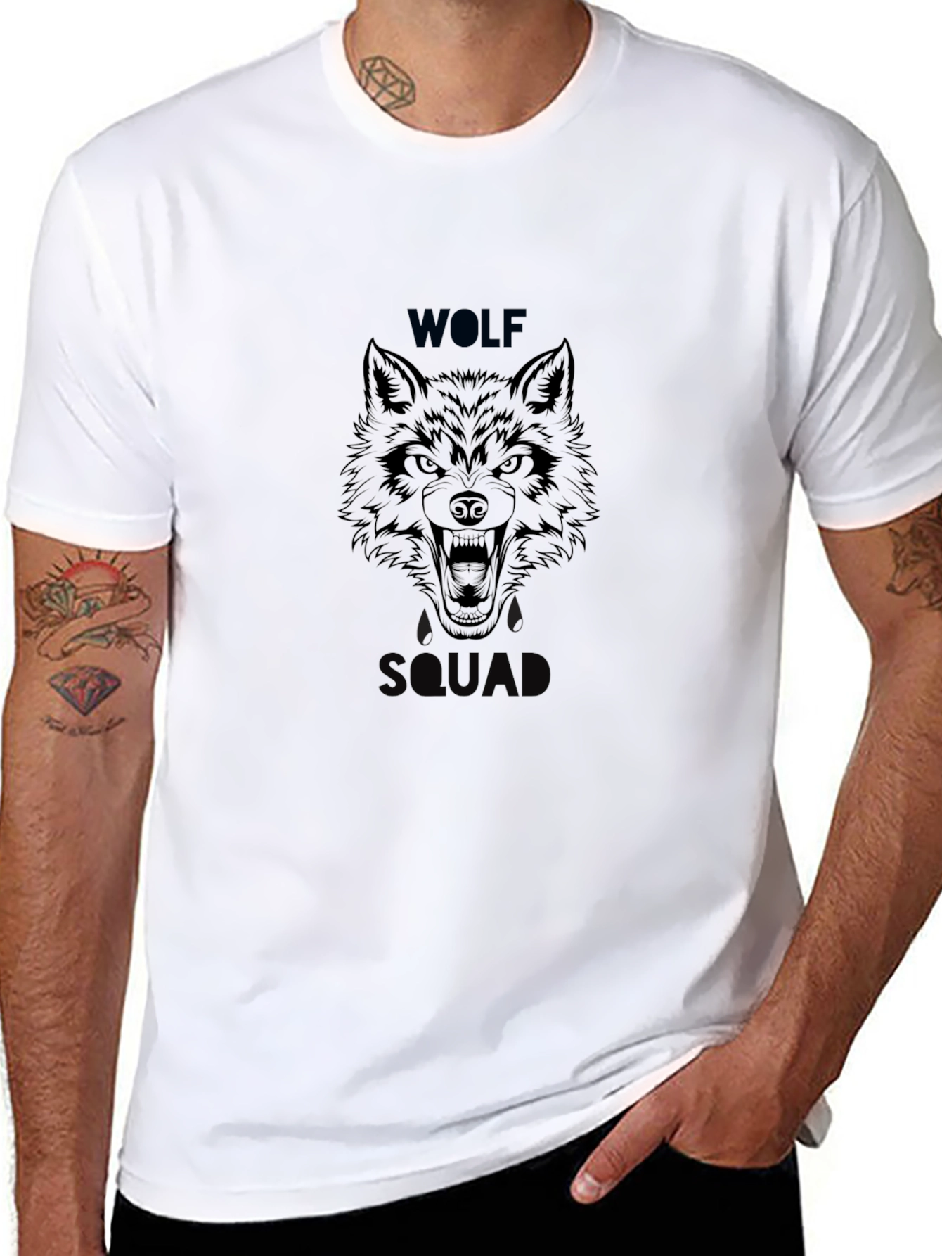 Wolf Squad Graphic Print Black T-Shirt