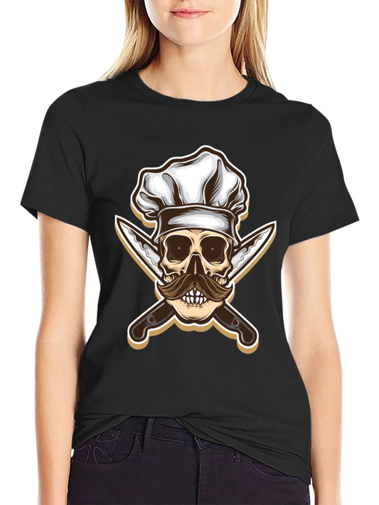 Chef Skull & Knives Graphic T-Shirt - Black