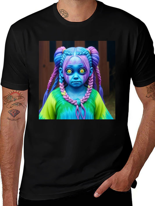 Creepy Cute Doll Graphic Tee - Unique Black T-Shirt