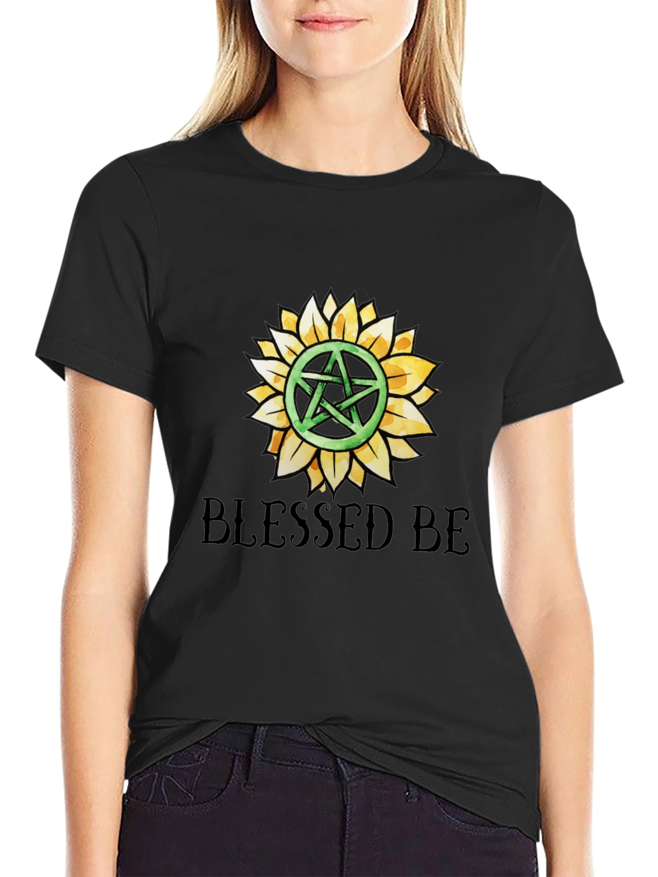Blessed Be Pentacle Sunflower Graphic Tee