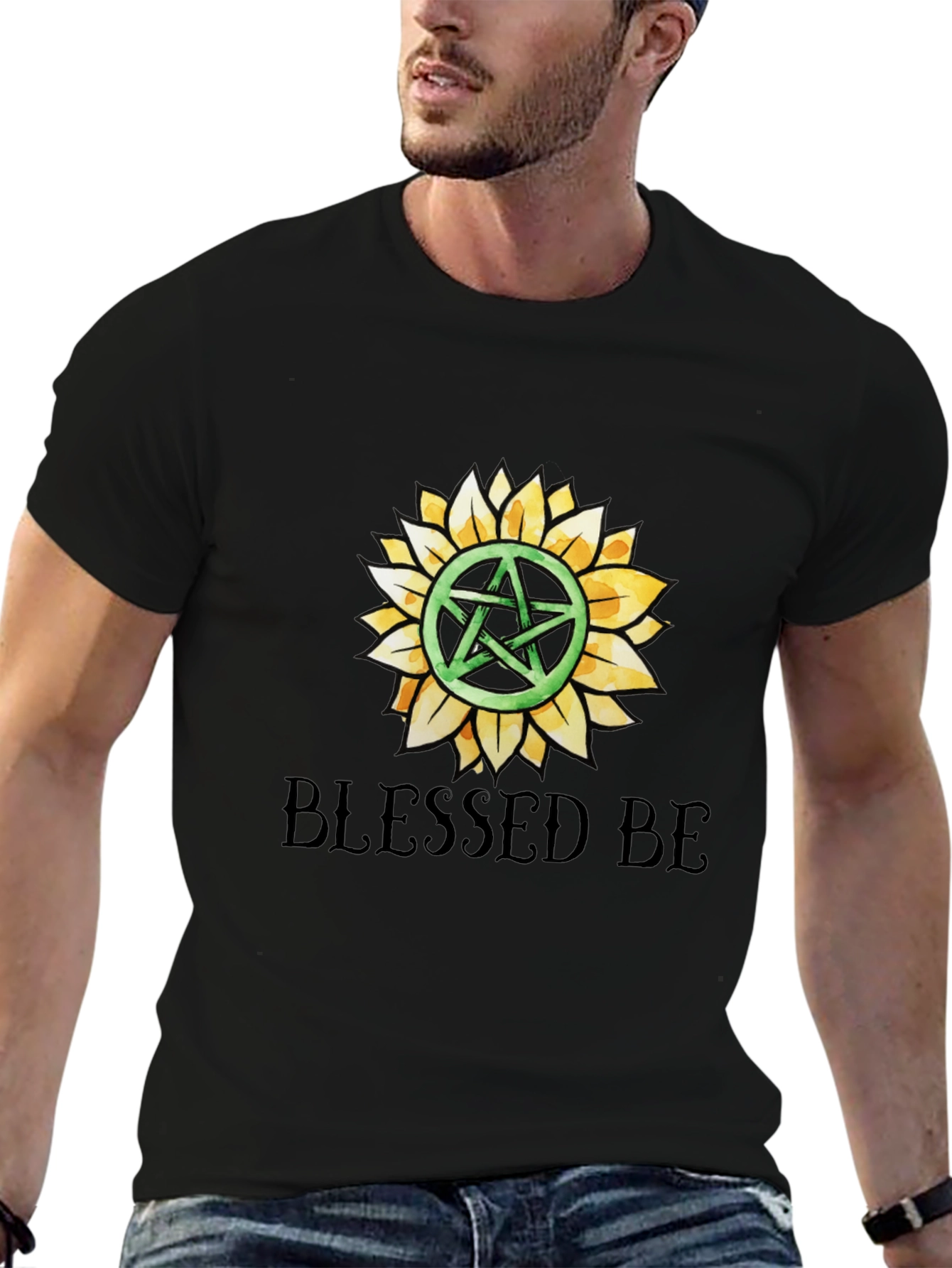 Blessed Be Pentacle Sunflower Graphic Tee