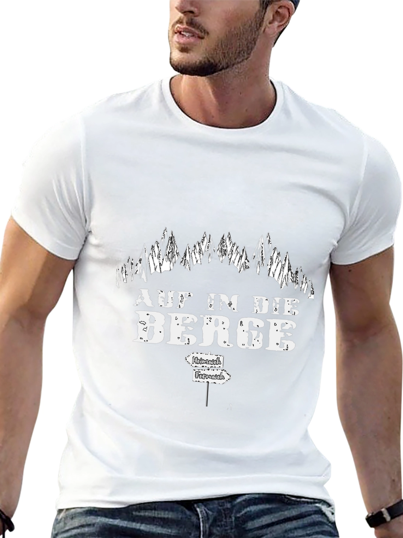 Mens Black Auf in die Berge T-Shirt