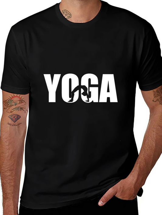 Yoga Pose Graphic Tee - Mens Black Cotton T-Shirt