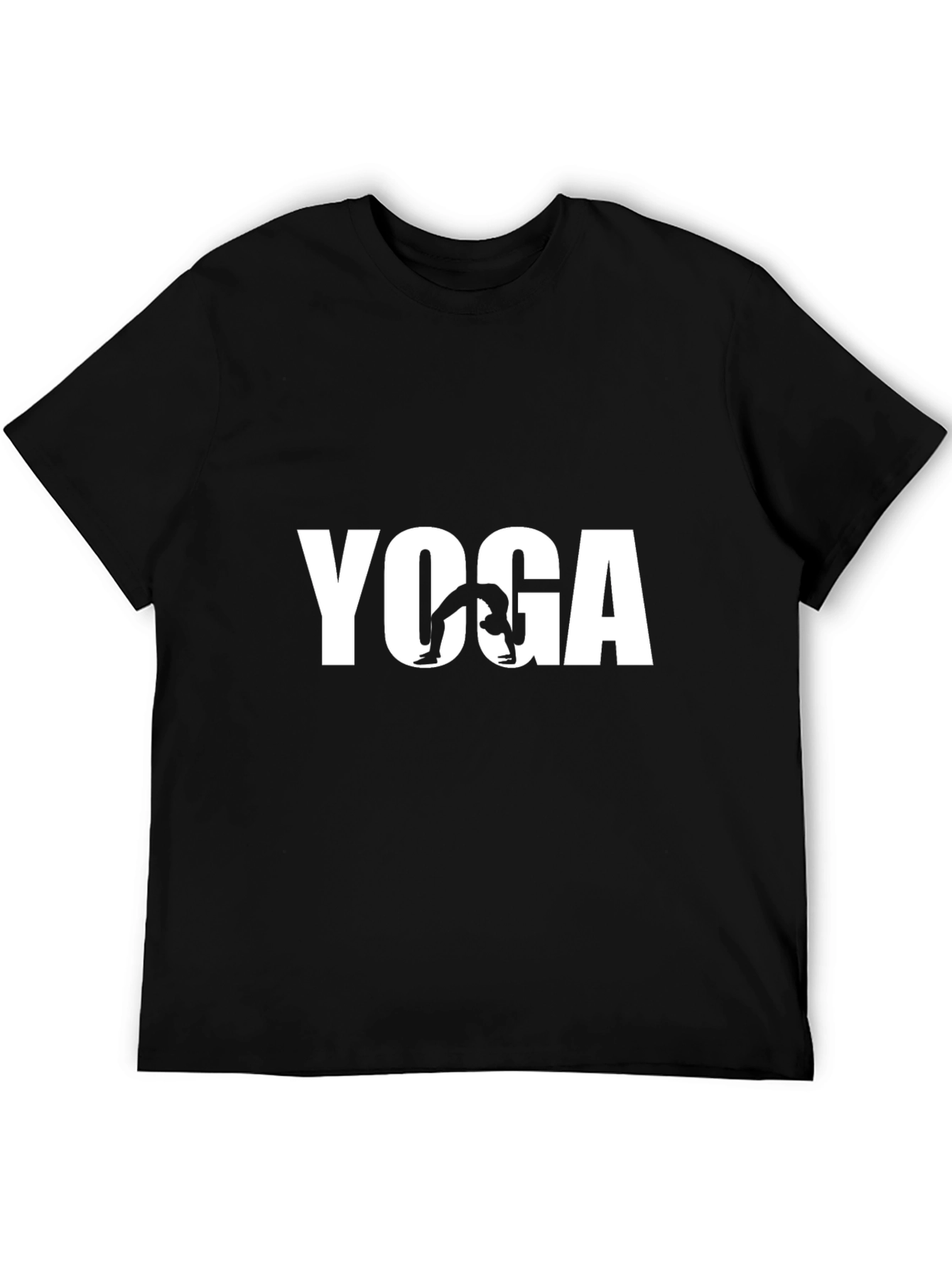 Yoga Pose Graphic Tee - Mens Black Cotton T-Shirt