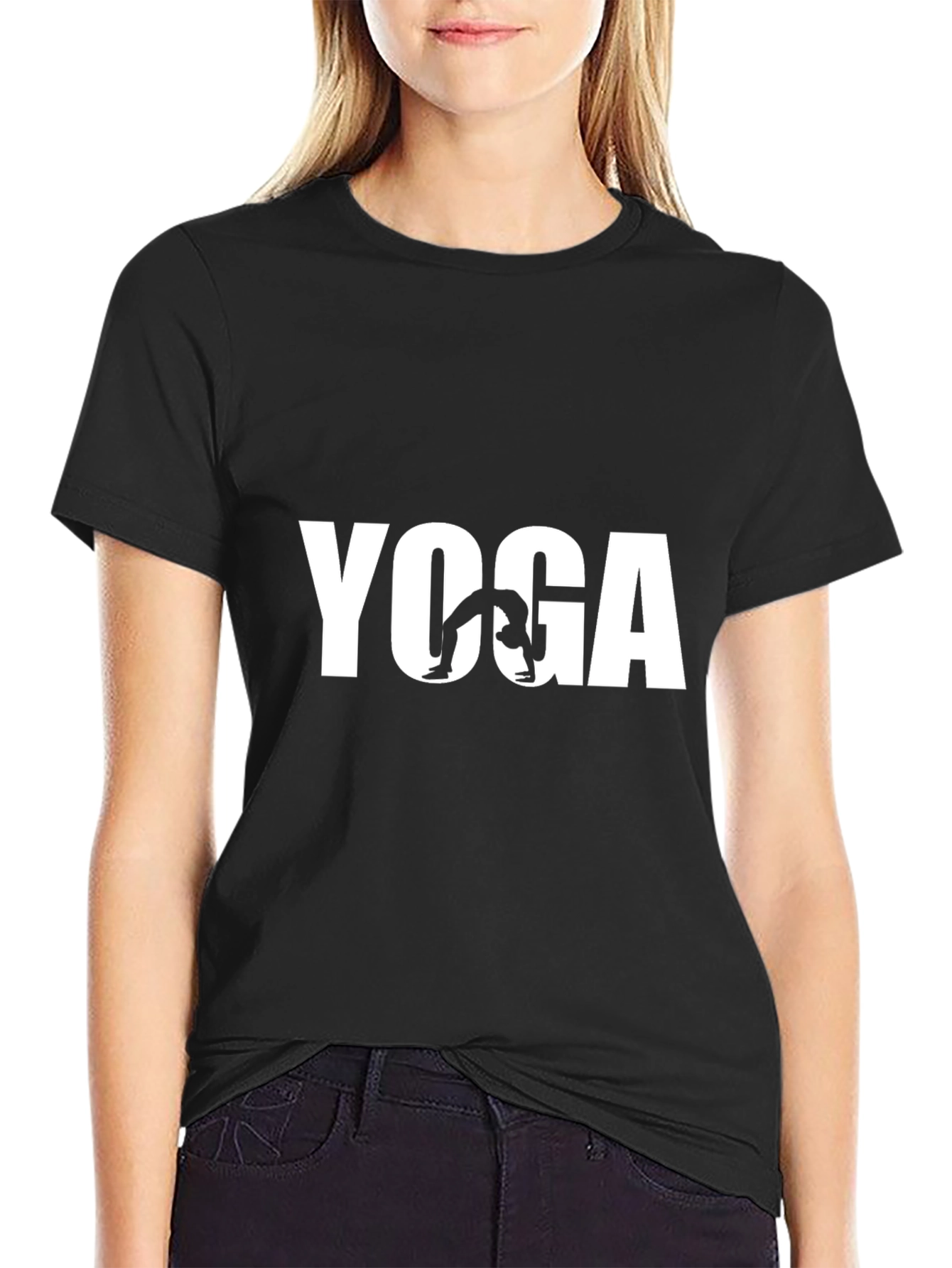 Yoga Pose Graphic Tee - Mens Black Cotton T-Shirt
