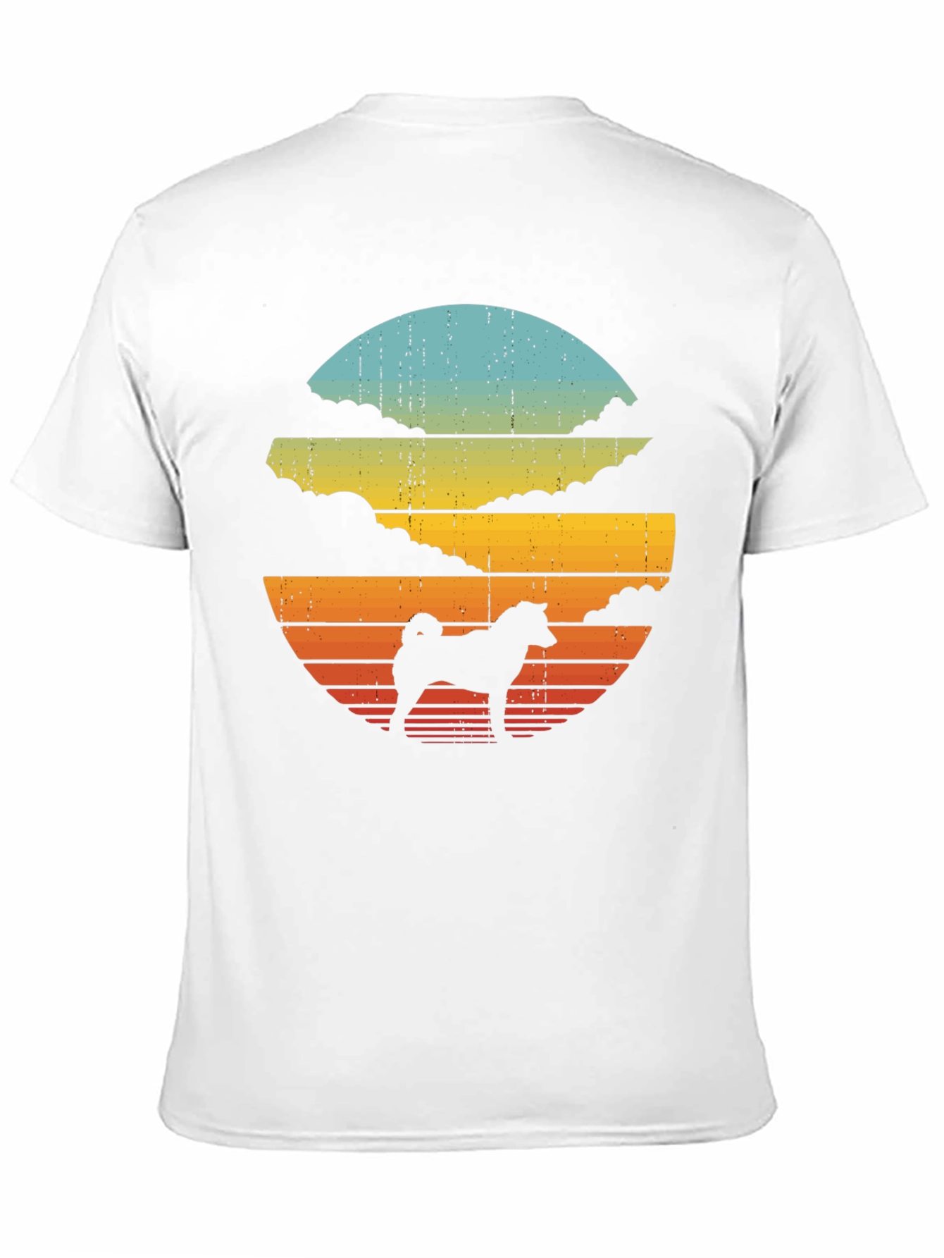 Retro Dog Silhouette T-Shirt - Sunset Design