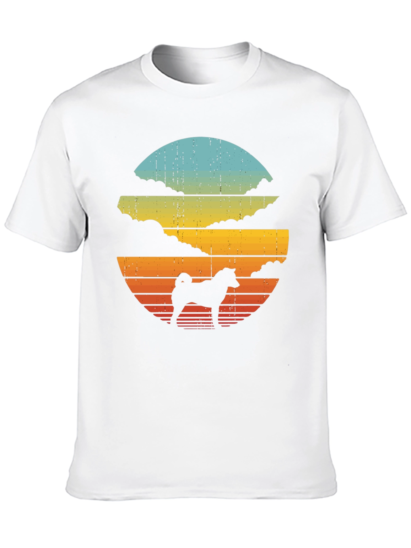 Retro Dog Silhouette T-Shirt - Sunset Design