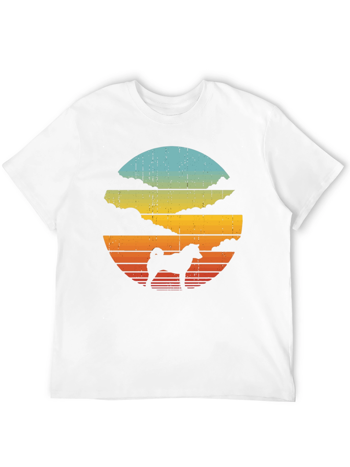 Retro Dog Silhouette T-Shirt - Sunset Design
