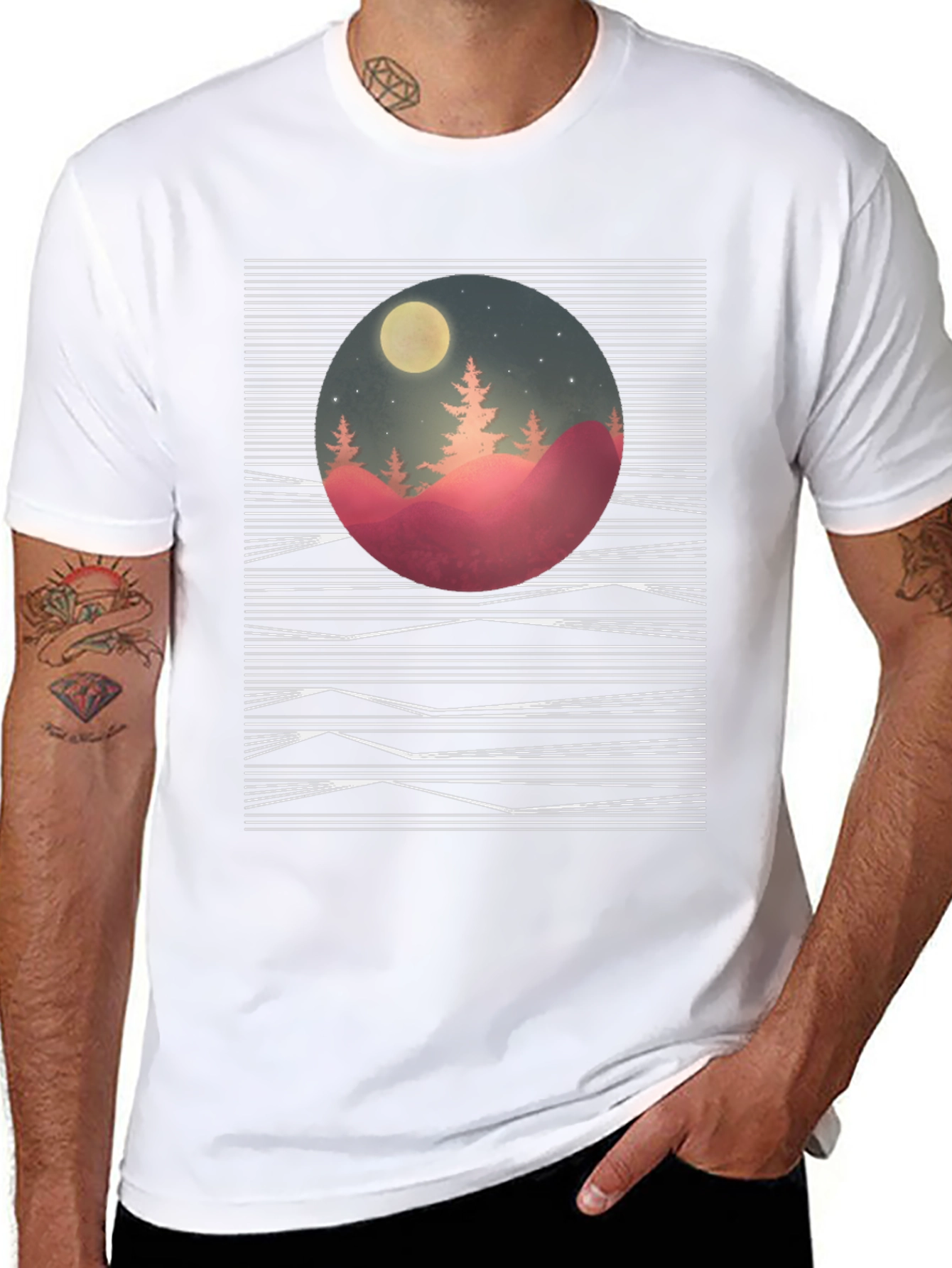Abstract Moonlit Mountain Tee