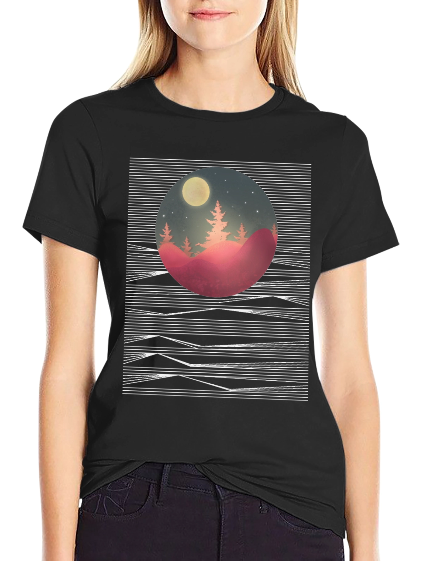 Abstract Moonlit Mountain Tee