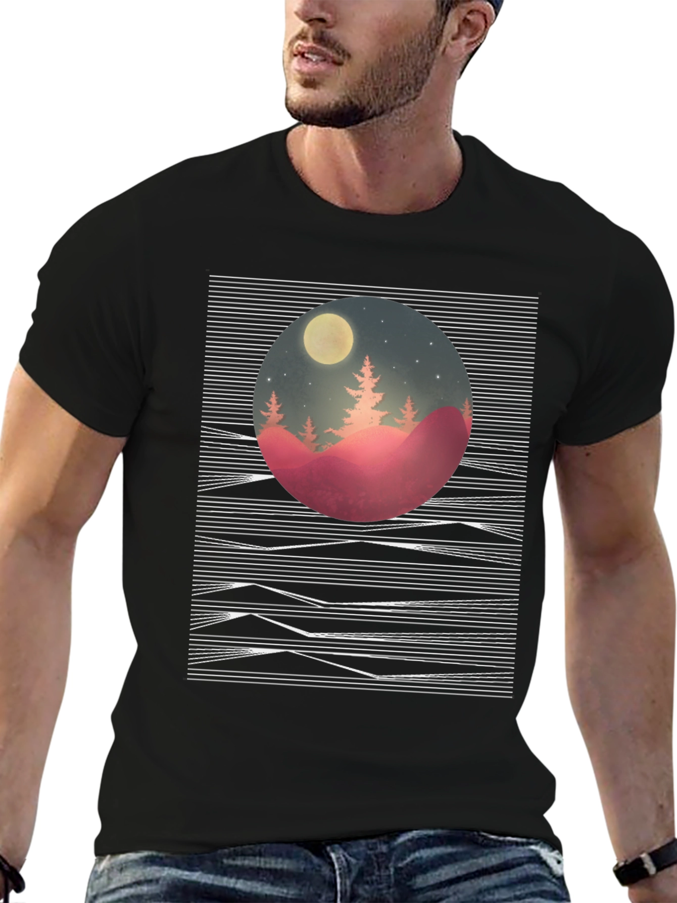 Abstract Moonlit Mountain Tee
