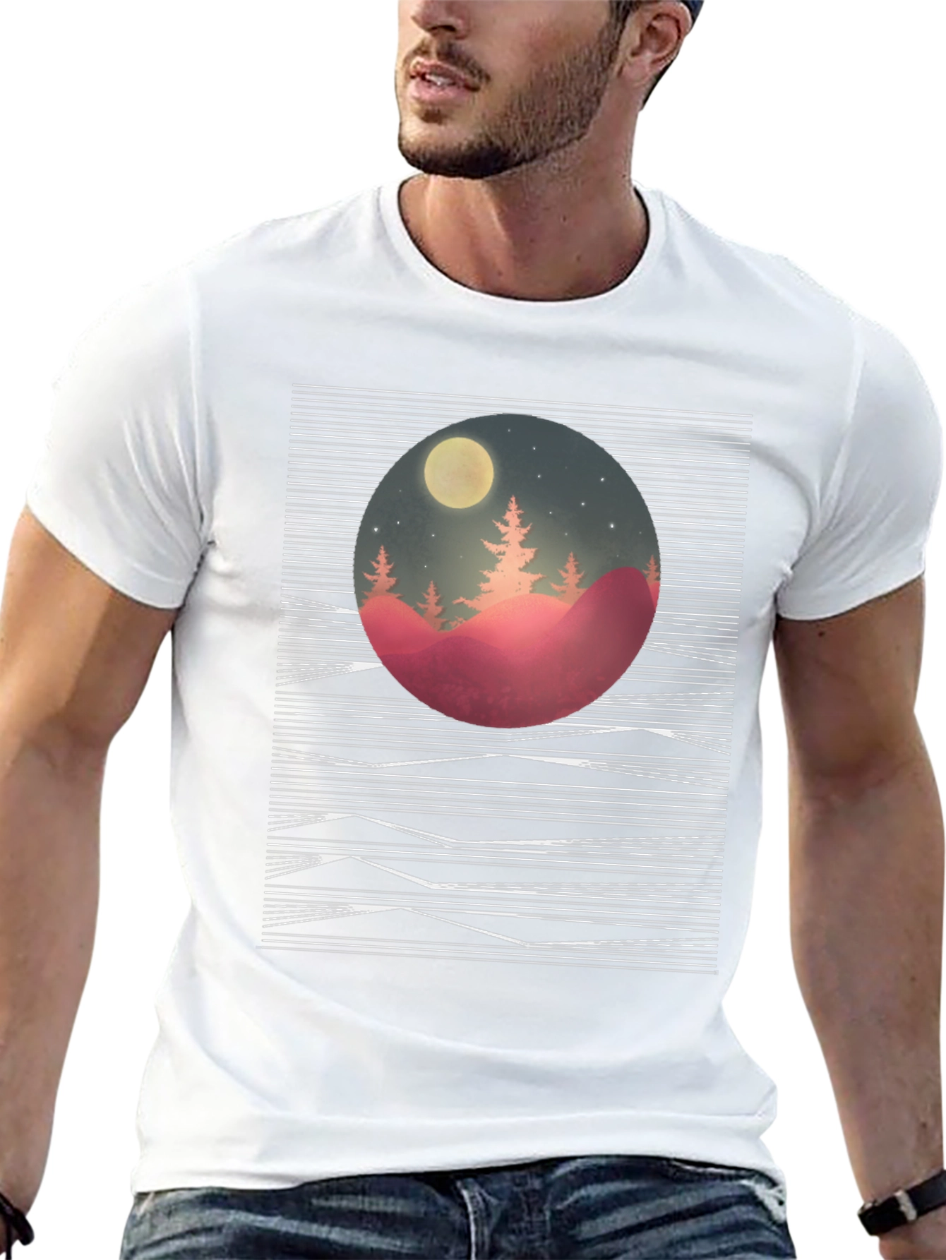 Abstract Moonlit Mountain Tee