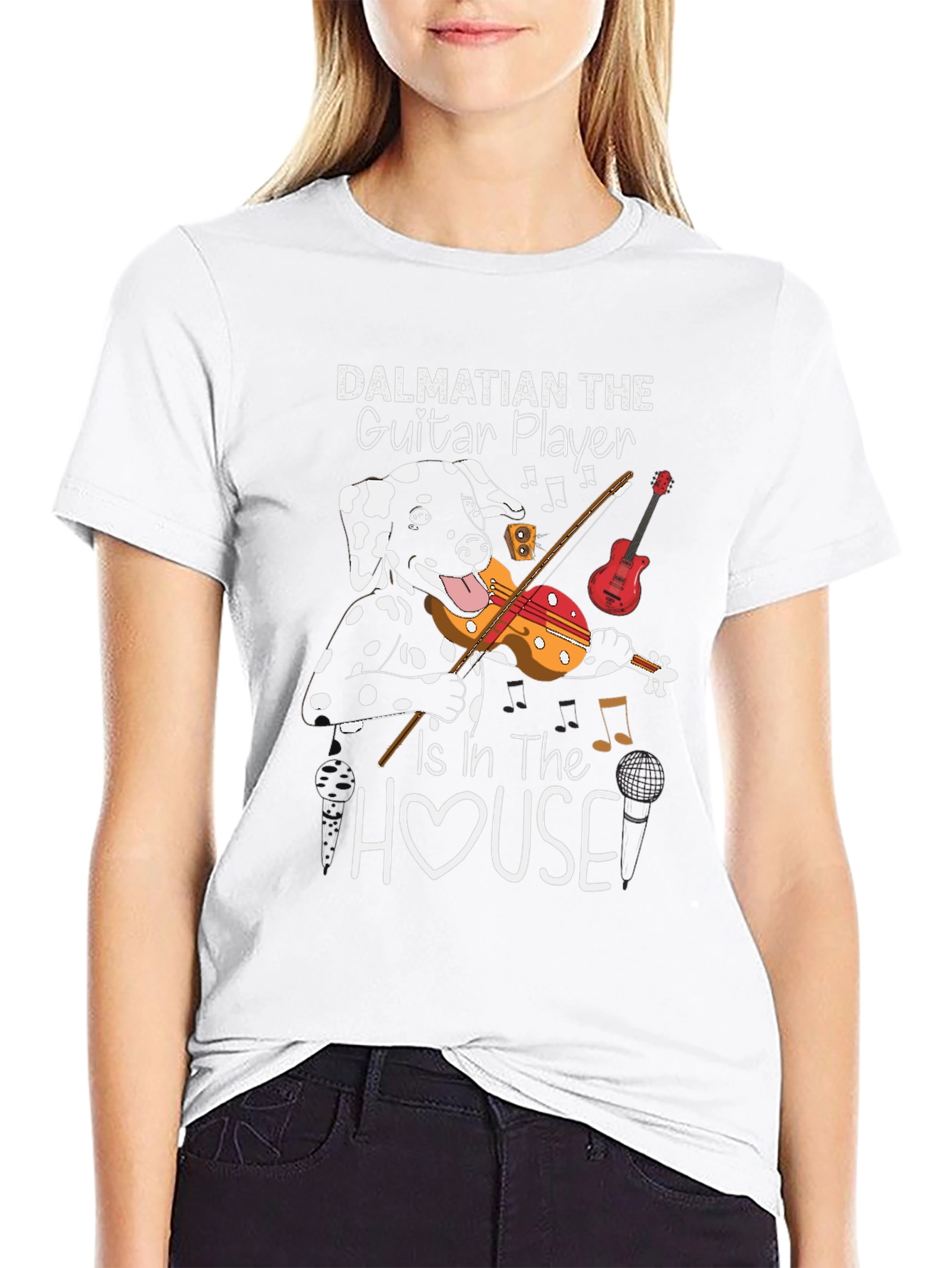 Dalmatian Guitar Player T-Shirt - Music Lover Dog Tee