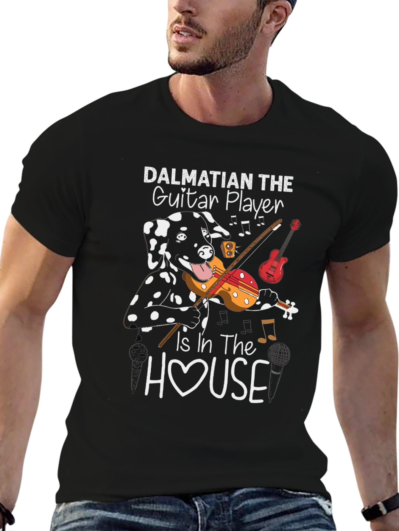 Dalmatian Guitar Player T-Shirt - Music Lover Dog Tee