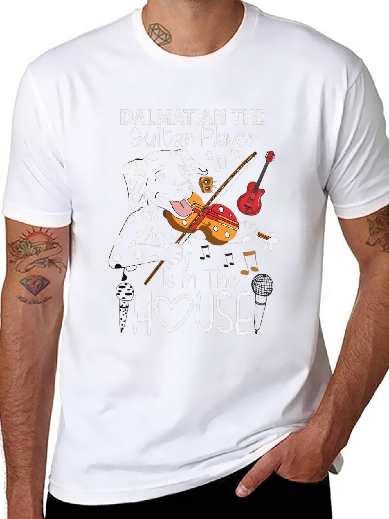 Dalmatian Guitar Player T-Shirt - Music Lover Dog Tee