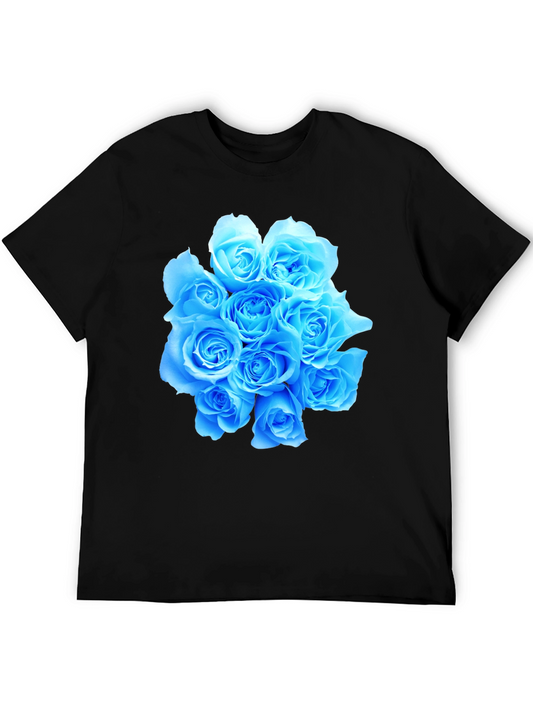 Blue Roses Graphic T-Shirt - Stylish Floral Tee
