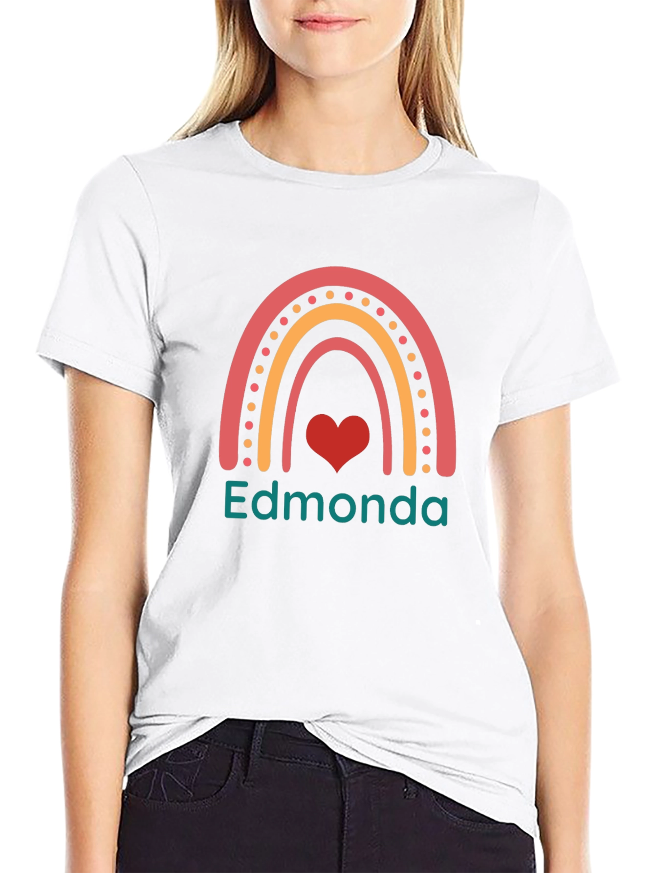 Edmonda Rainbow Heart Tee - Black