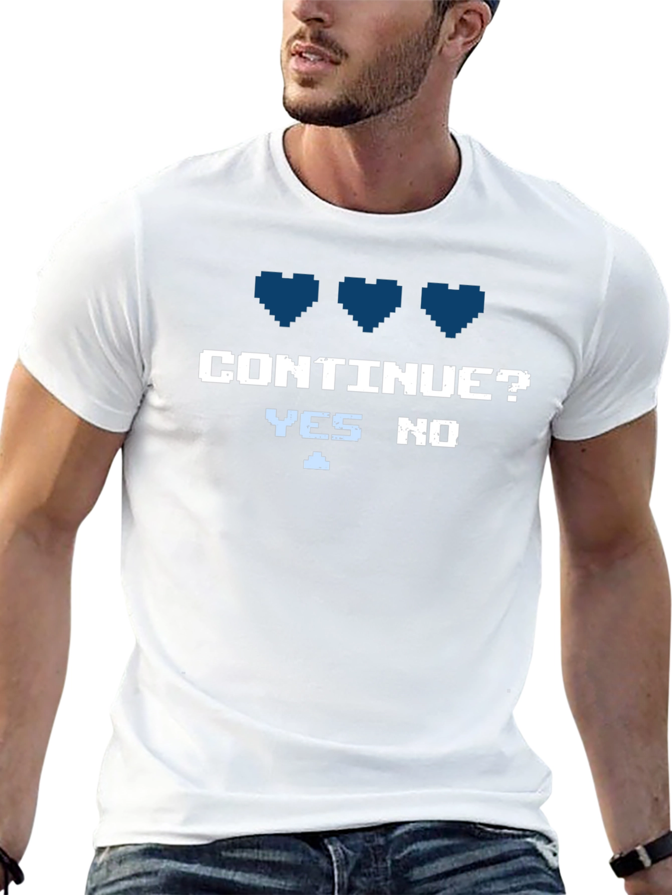 Gamer T-Shirt - Continue? Yes/No 8-Bit Style