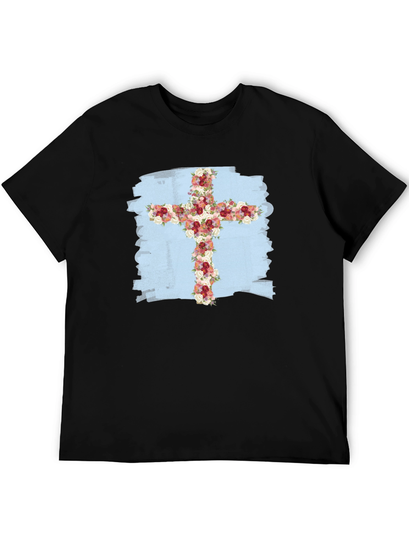 Floral Cross Graphic T-Shirt - Stylish Christian Tee