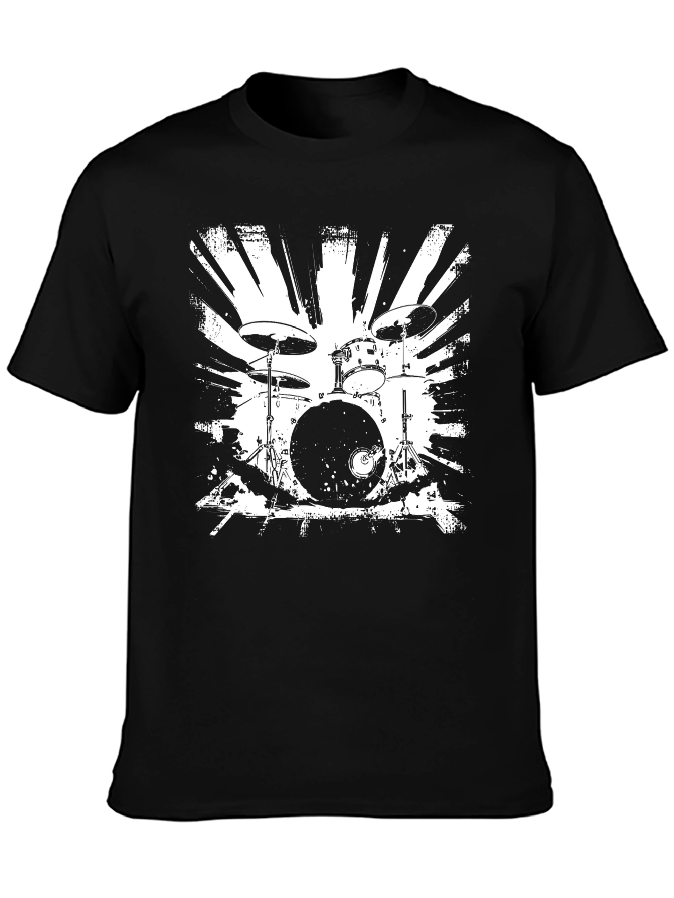 Drum Set Graphic T-Shirt - Black Cotton Tee