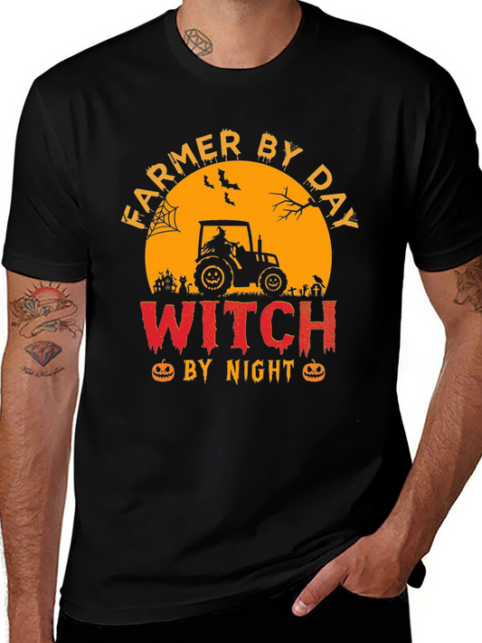 Farmer By Day Witch By Night Halloween T-Shirt