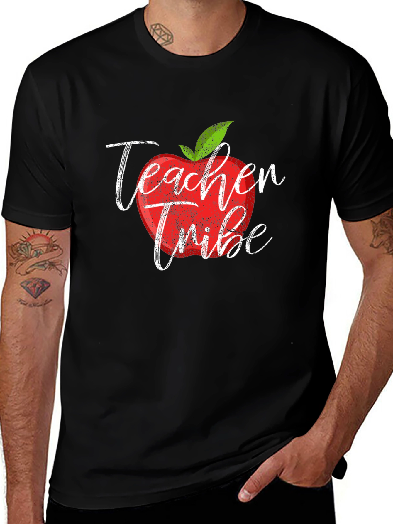 Teacher Tribe Apple Graphic T-Shirt