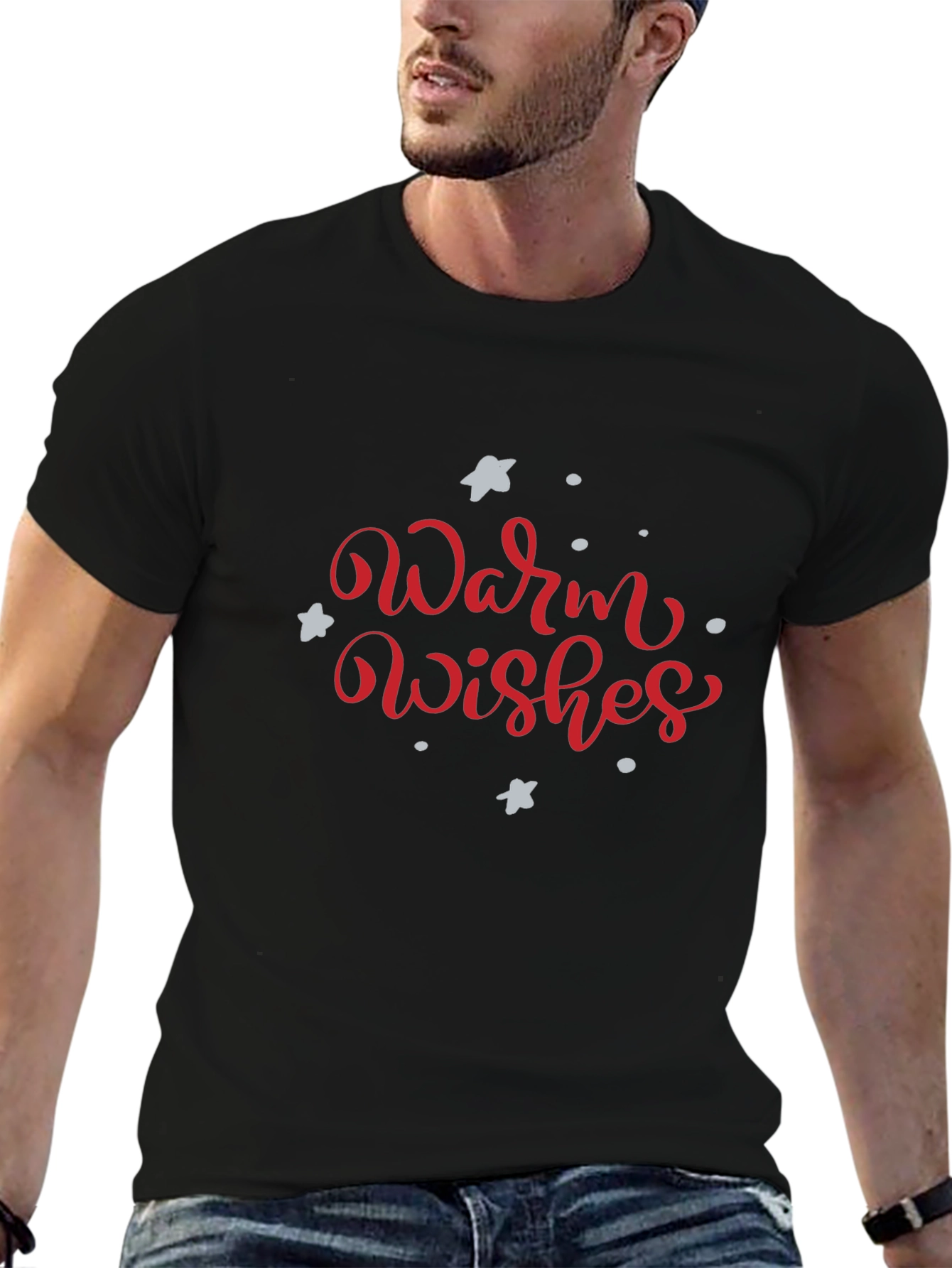 Warm Wishes Graphic Tee - Black Holiday Shirt