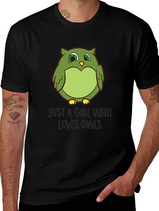 Cute Green Owl T-Shirt - Just a Girl Who Loves Owls