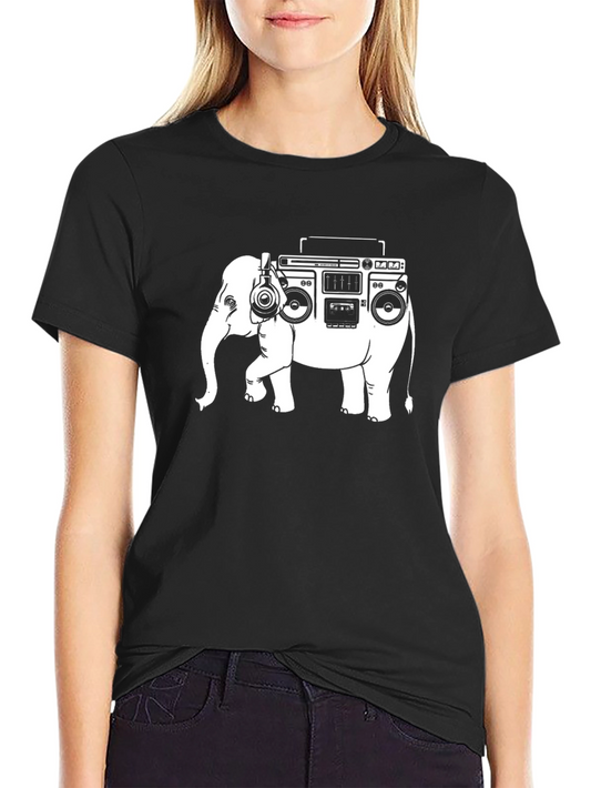 Elephant Boombox Graphic Tee - Unique Music Lover Shirt