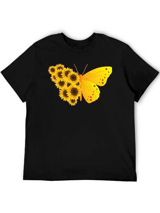 Sunflower Butterfly Graphic T-Shirt