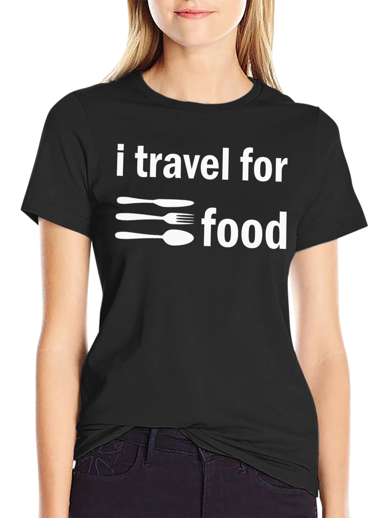 I Travel For Food T-Shirt - Black