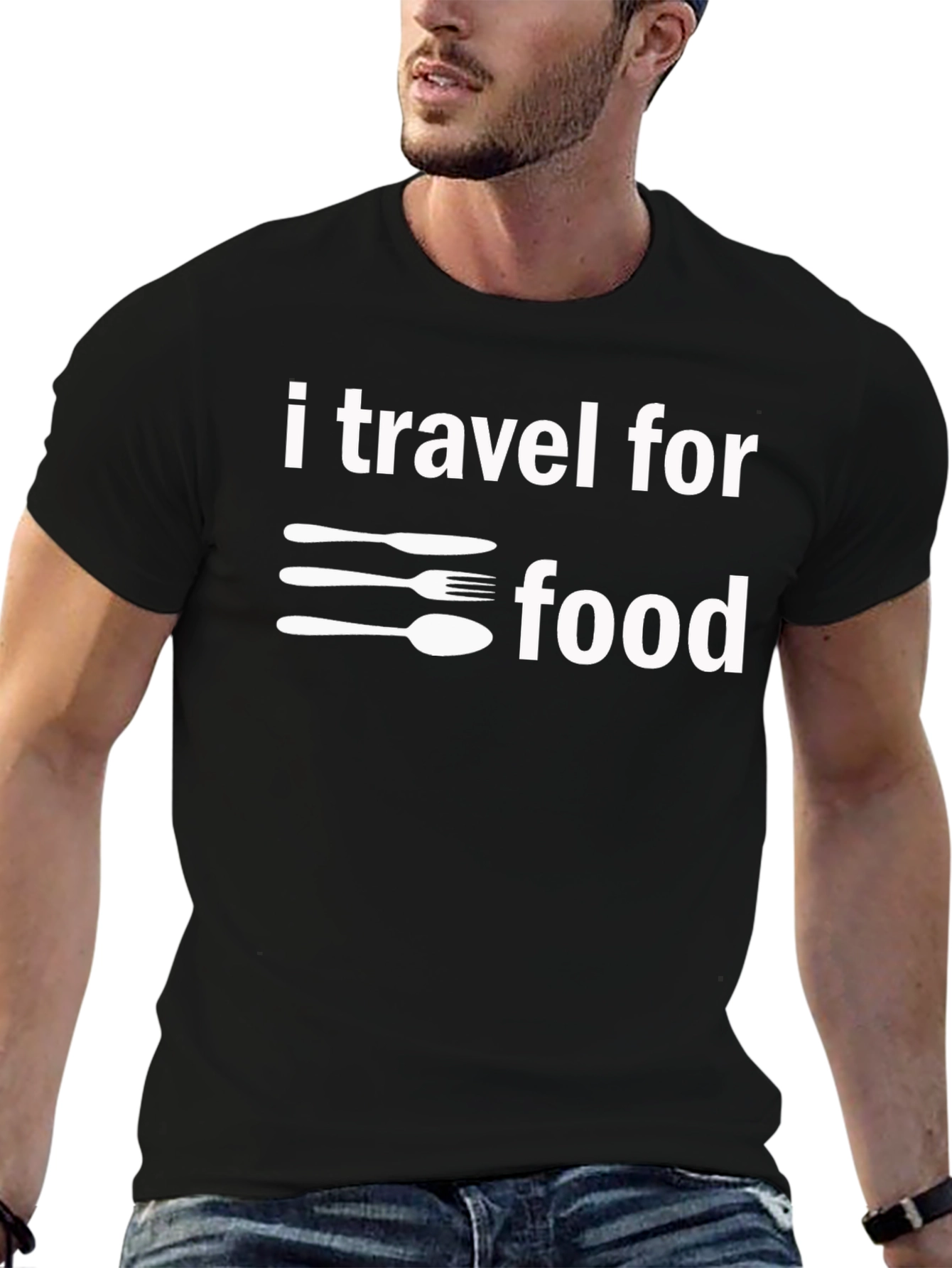 I Travel For Food T-Shirt - Black