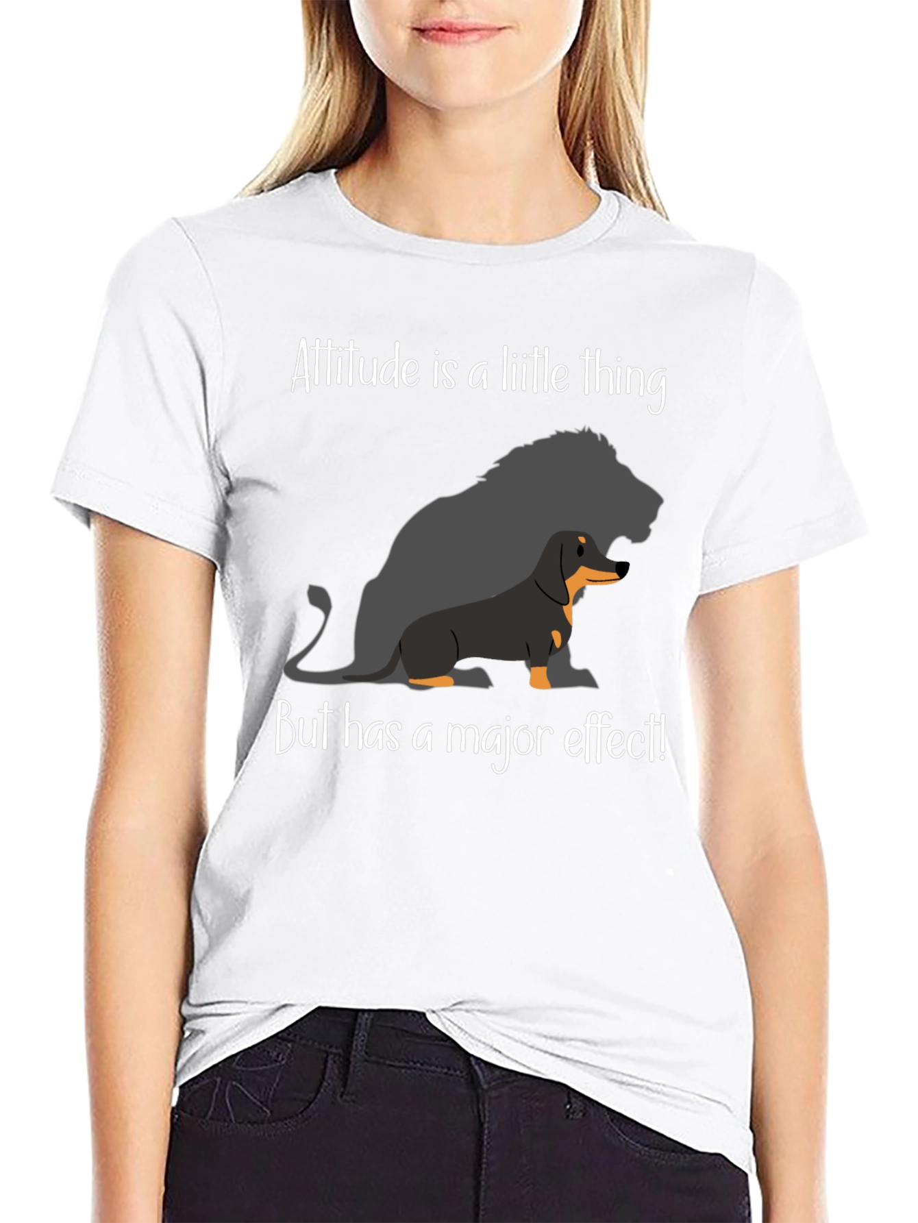 Attitude Dachshund Lion Black T-Shirt