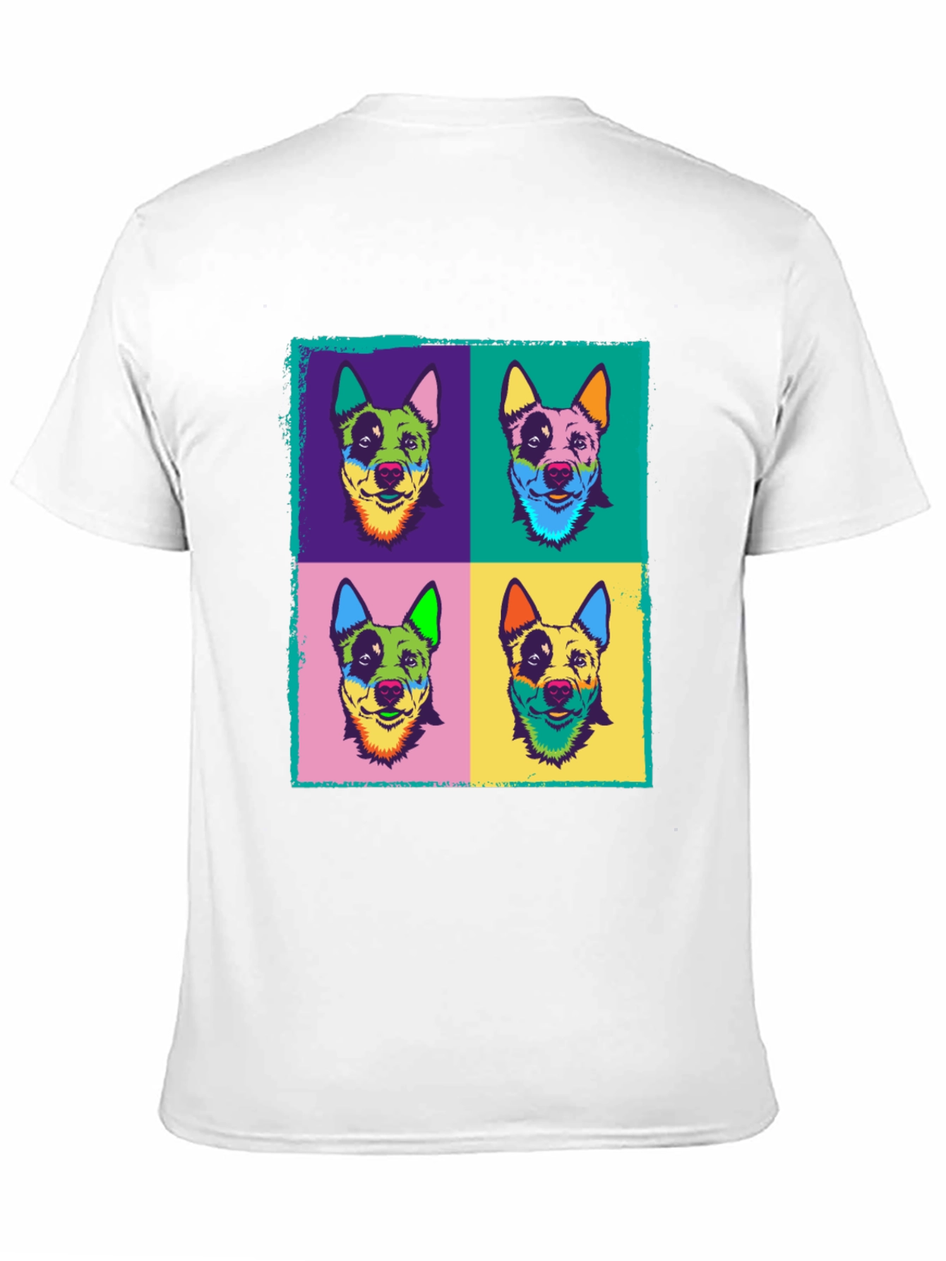 Pop Art Dog Print Black T-Shirt