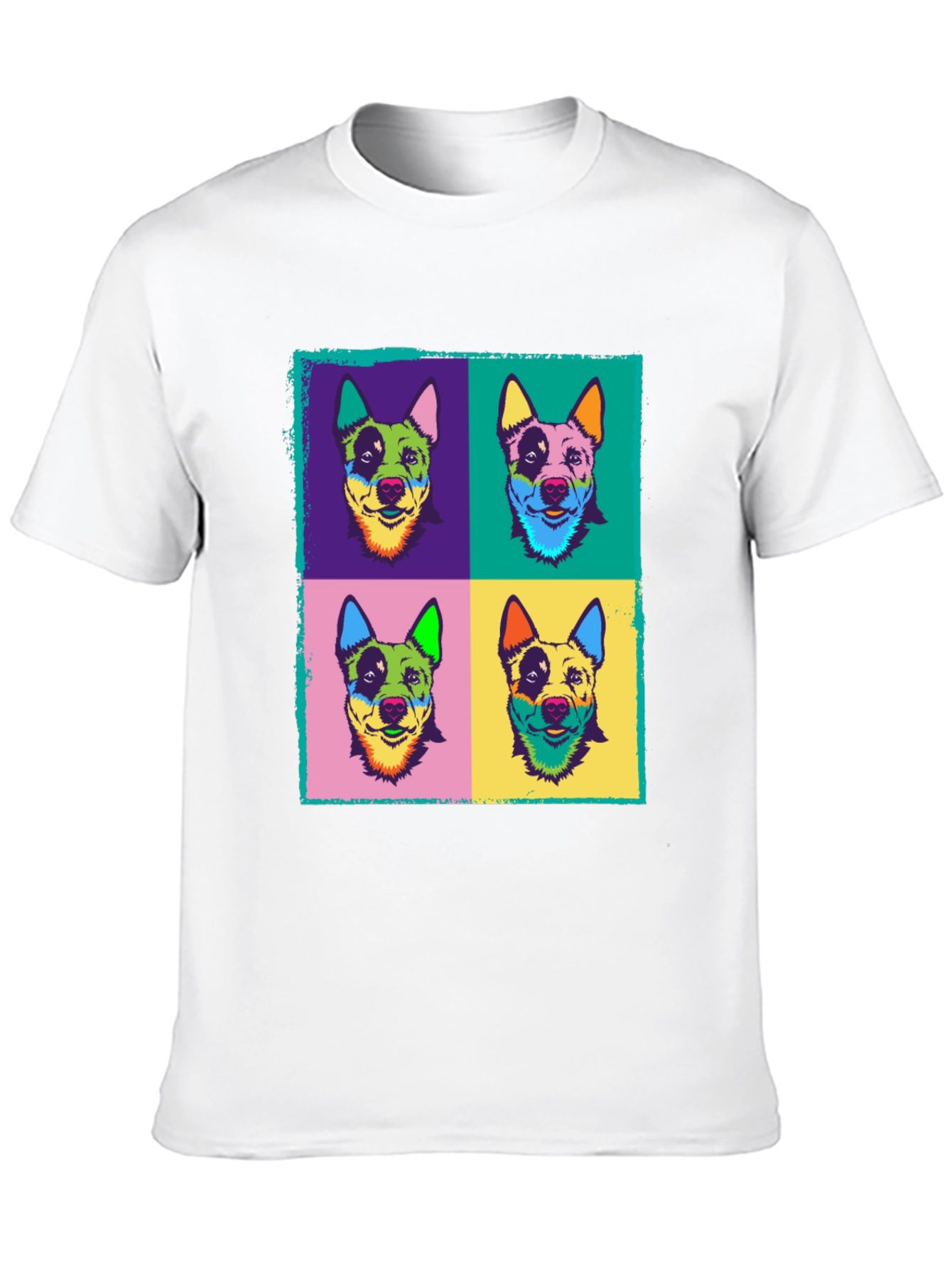 Pop Art Dog Print Black T-Shirt