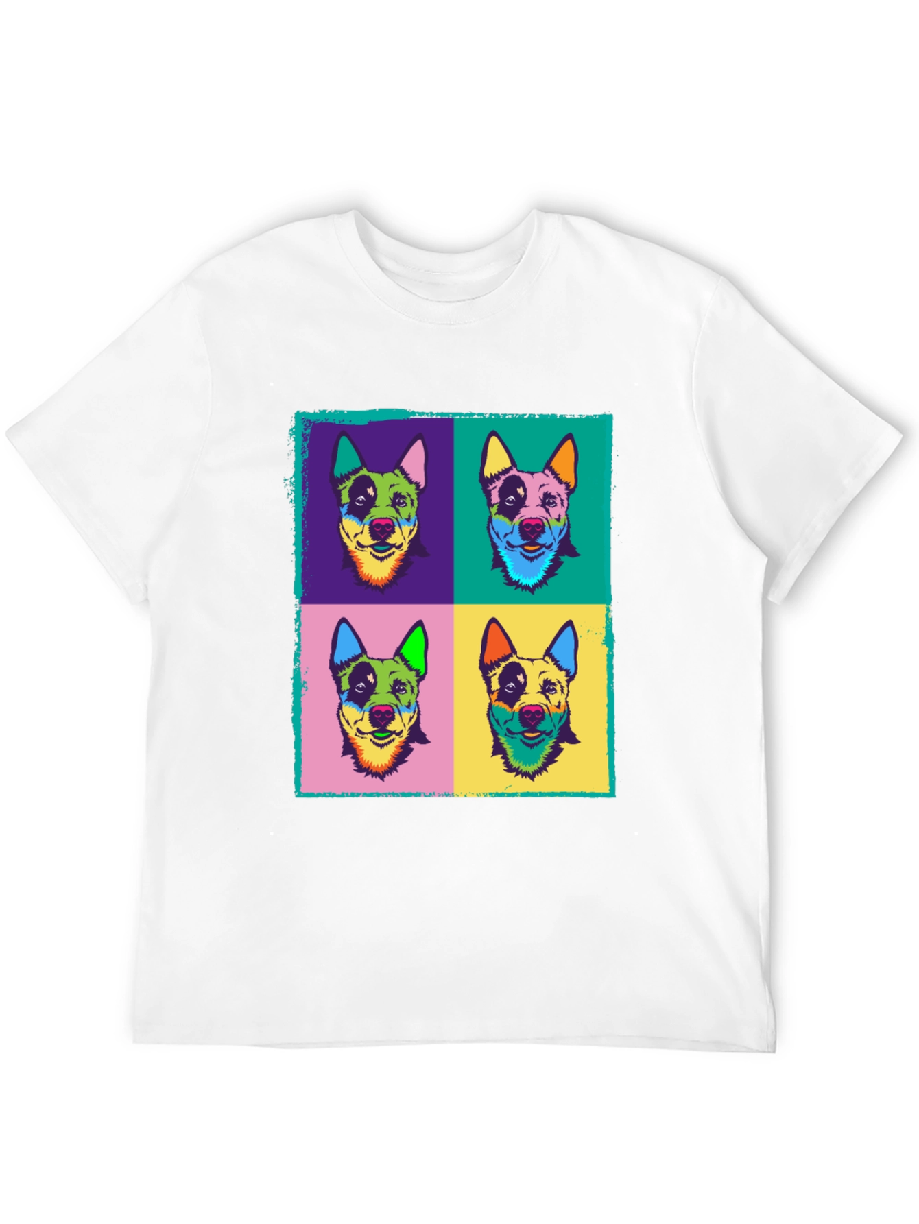 Pop Art Dog Print Black T-Shirt