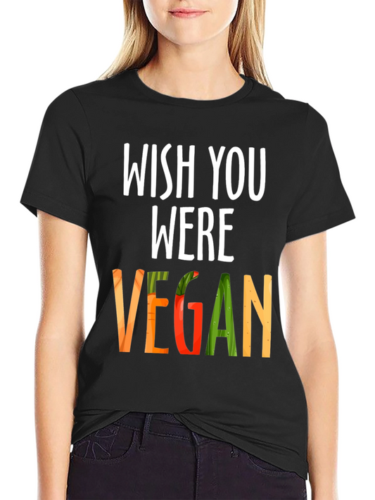 Wish You Were Vegan Graphic Tee - Black