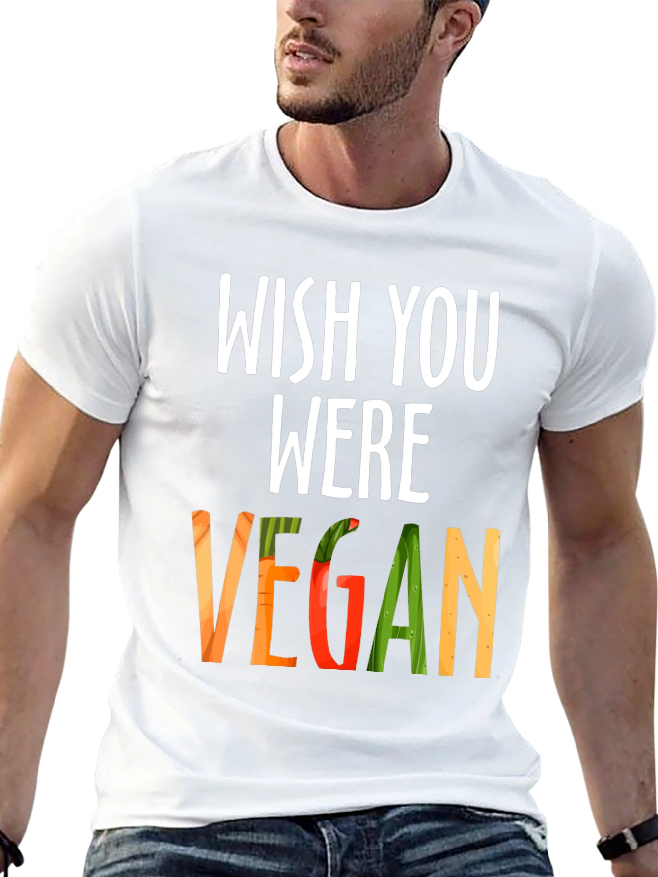Wish You Were Vegan Graphic Tee - Black